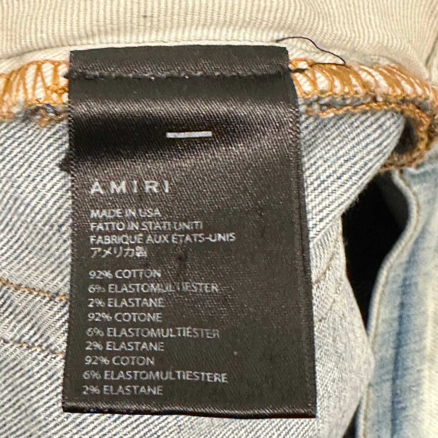 Amiri Multicolor Paisley Blue Denim Jeans Sz 34