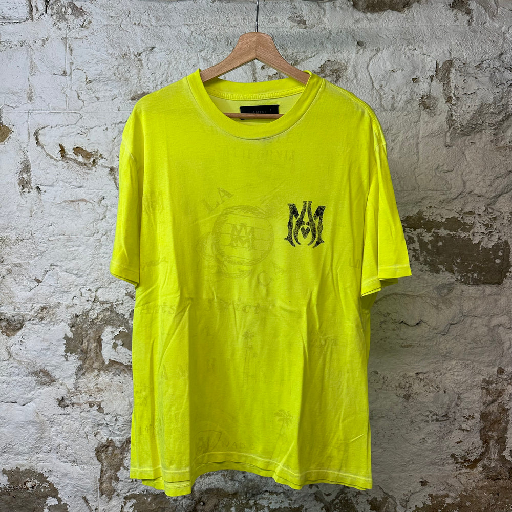 Amiri Black AM T-shirt Yellow Sz L