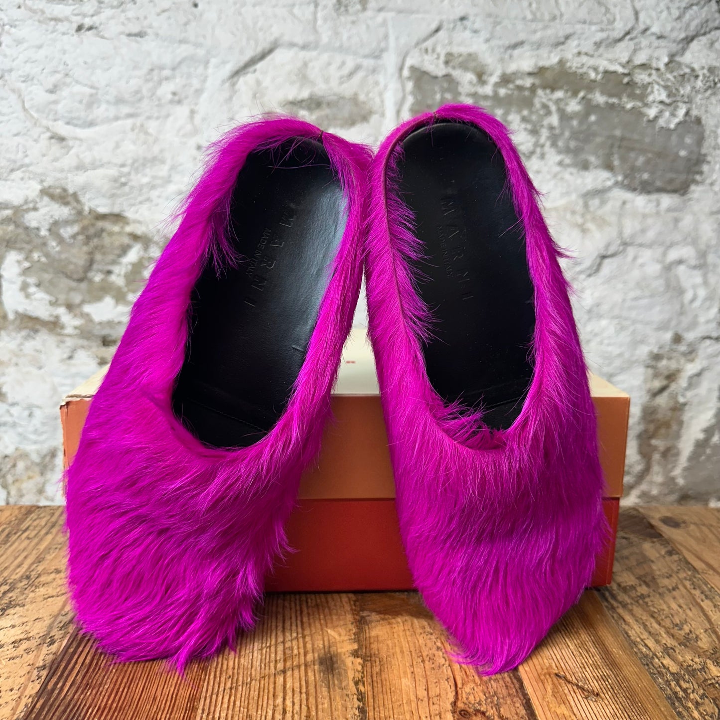 Marni Fussbett Sabot Pink Fur Mule Sz 12 (45)