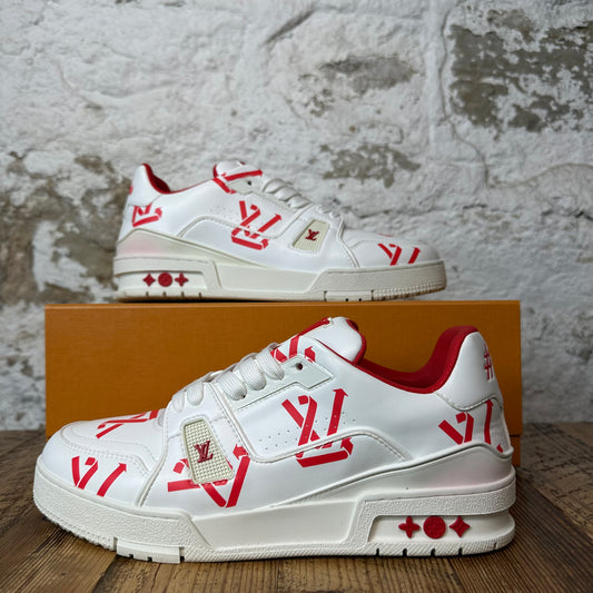 Louis Vuitton Red Letter White Trainer Sneaker Sz 8 (6.5LV)