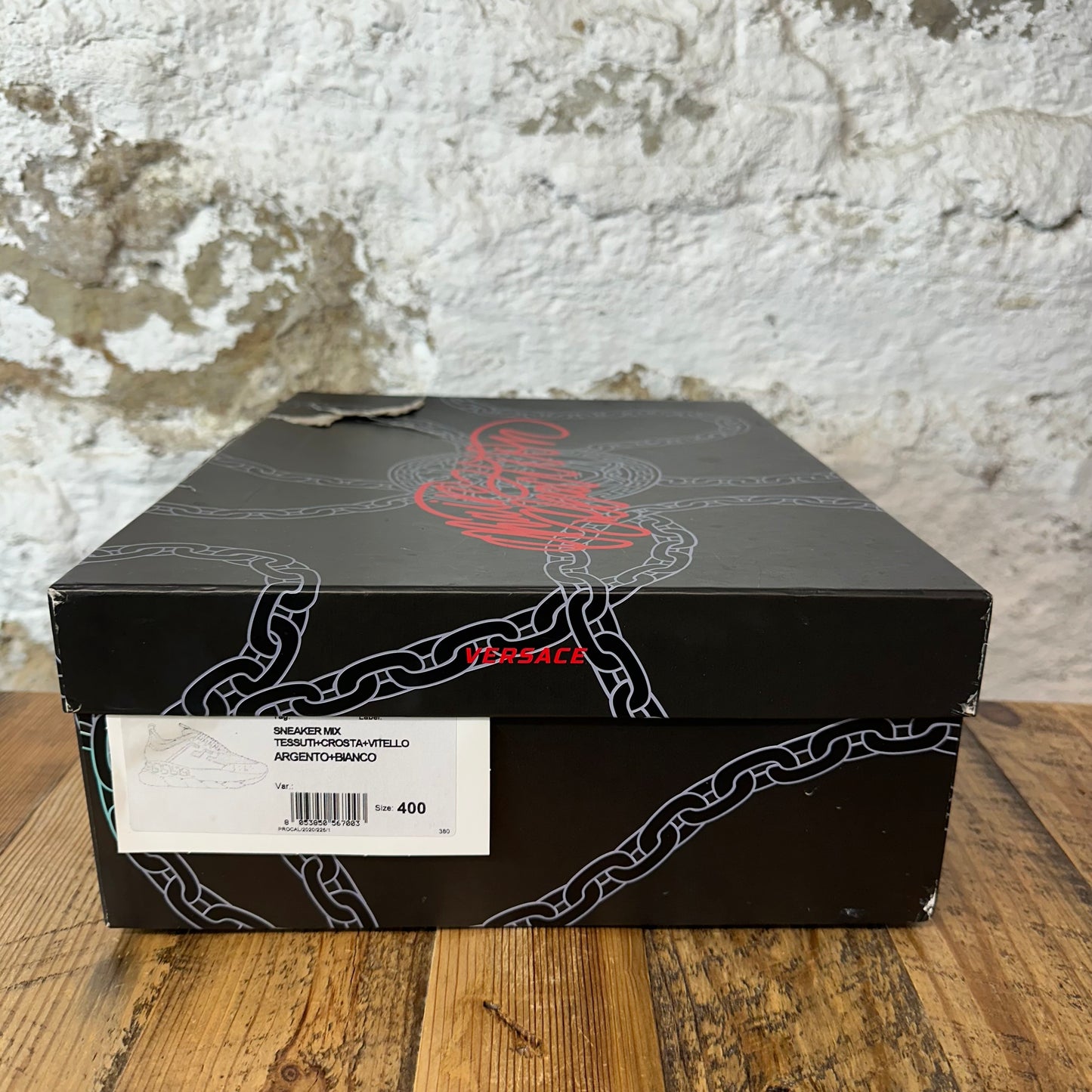 Versace Chain Reaction Silver Sneaker Sz 7 (40)