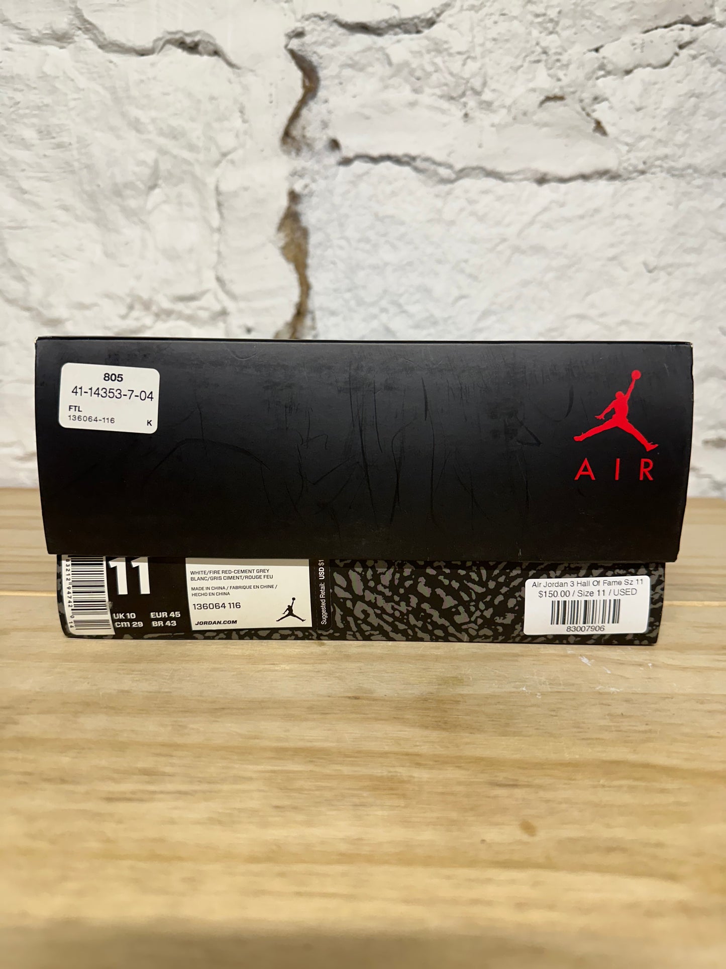 Air Jordan 3 Hall Of Fame Sz 11