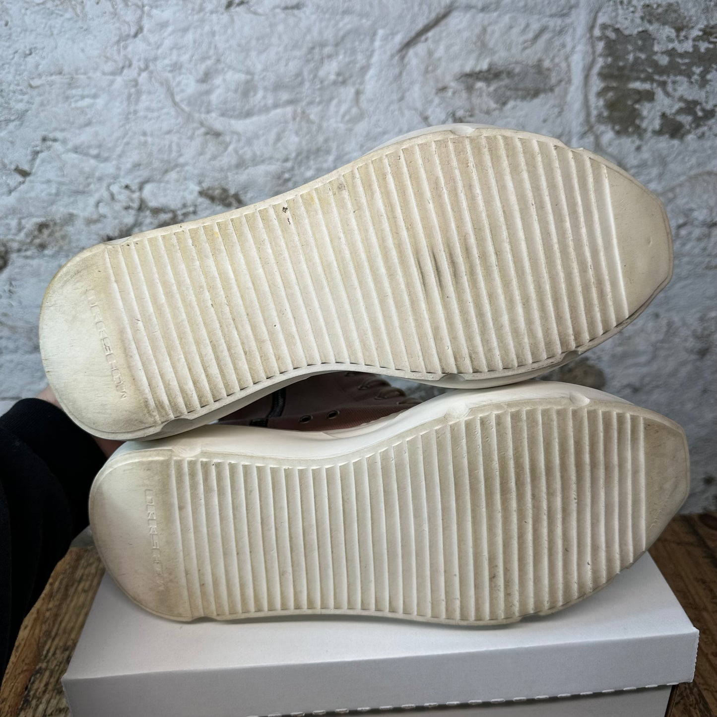 Rick Owens Pink Canvas Abstract Cream High Sz 13 (46) No Box