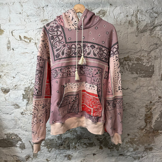 Amiri Pink Bandana Reconstructed Hoodie Sz S