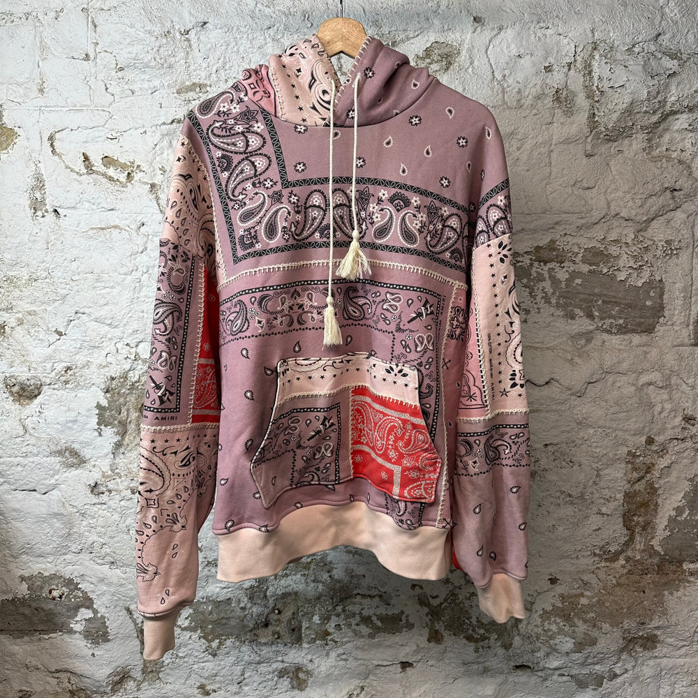 Amiri Pink Bandana Reconstructed Hoodie Sz S