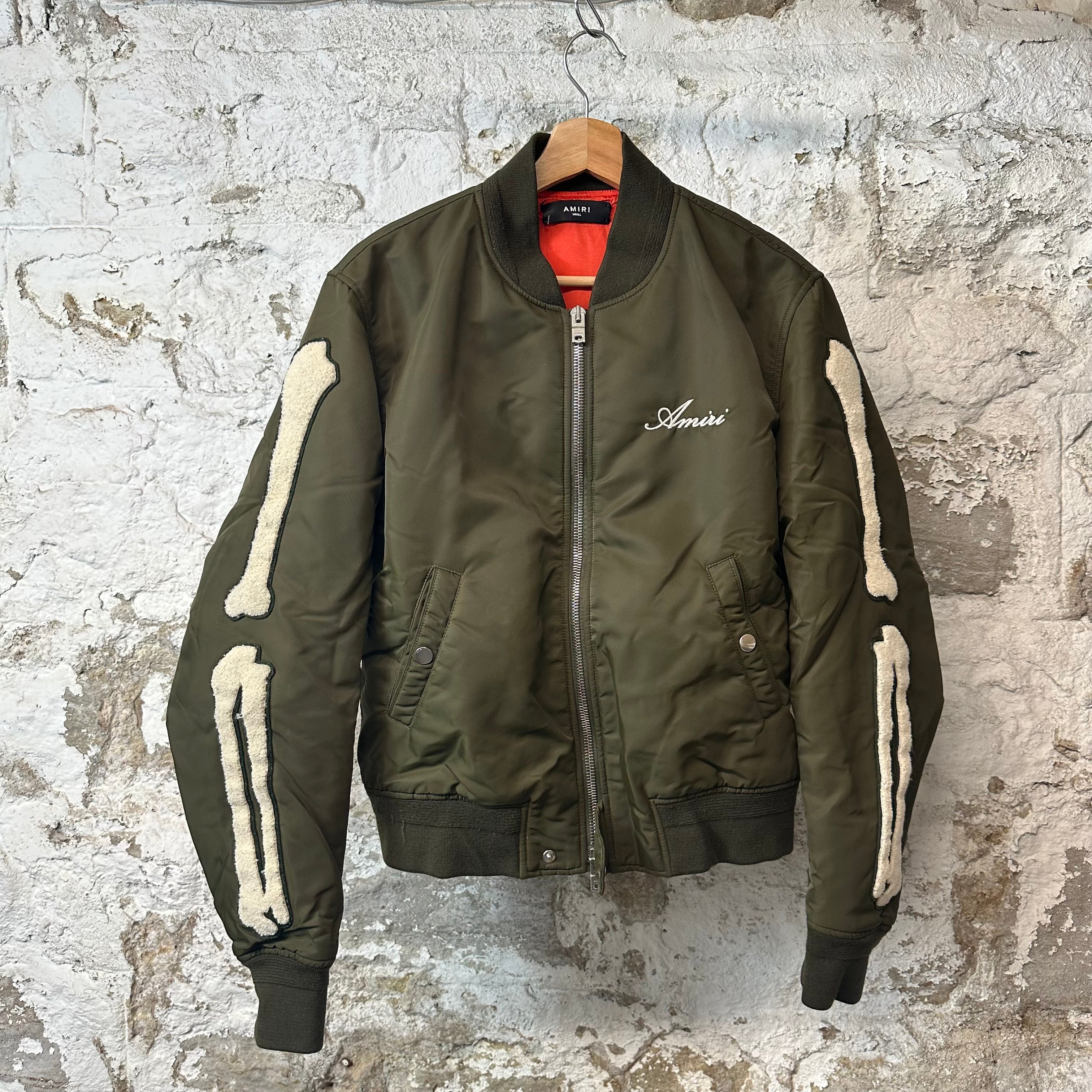 Amiri Sleeve Bone Bomber Jacket Olive Green Sz S