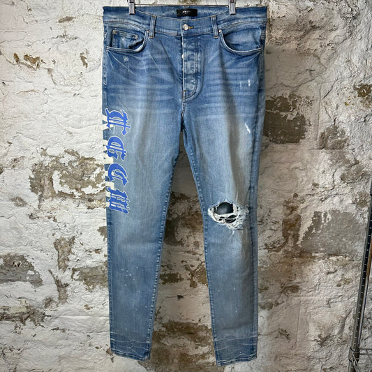 Amiri Blue TGCW Spell Blue Denim Jeans Sz 38