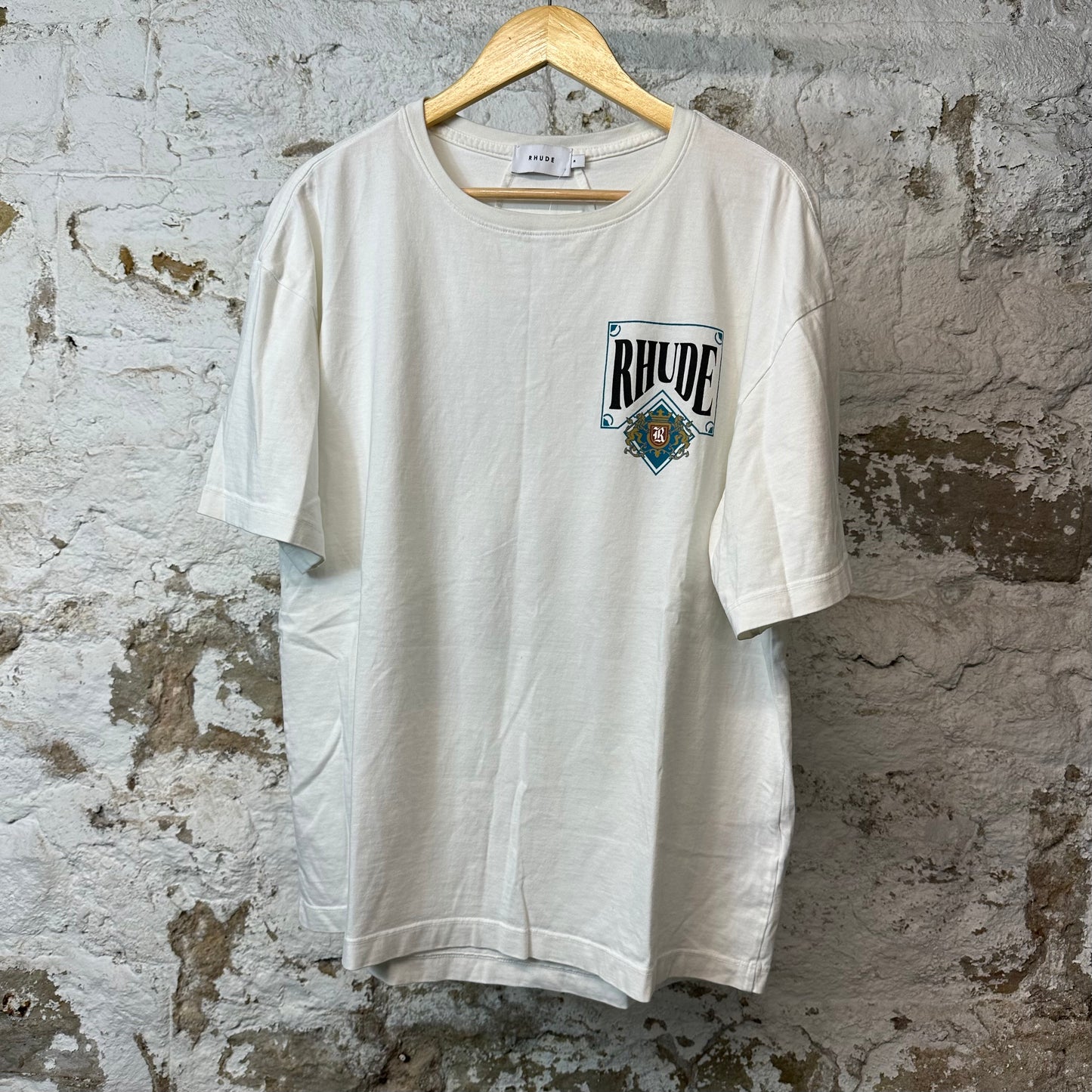 Rhude Teal Crest T-shirt White Sz M