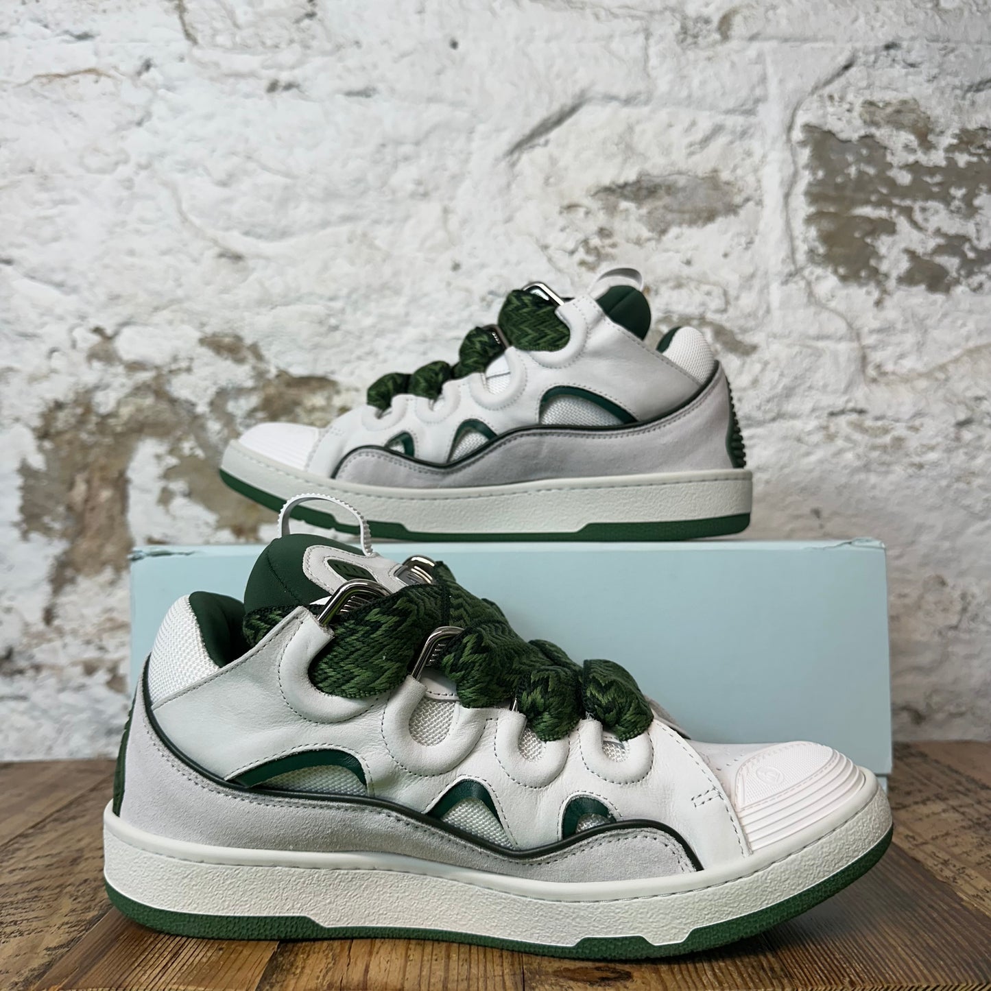 Lanvin Curb Green Lace White Sneaker