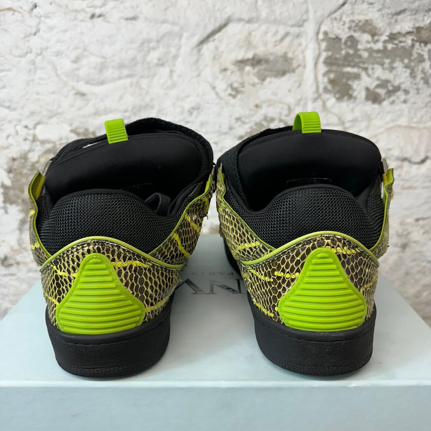 Lanvin Curb Neon Snakeskin Black Sneaker Sz 13 (46)