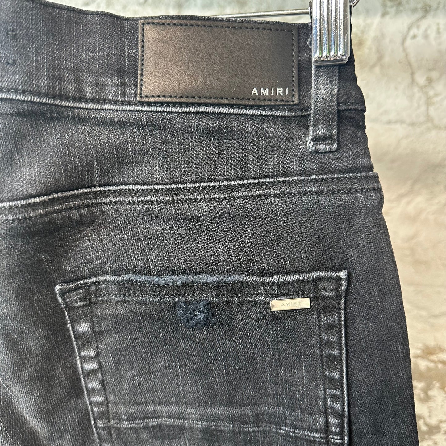 Amiri Distressed Faded Black Denim Jeans