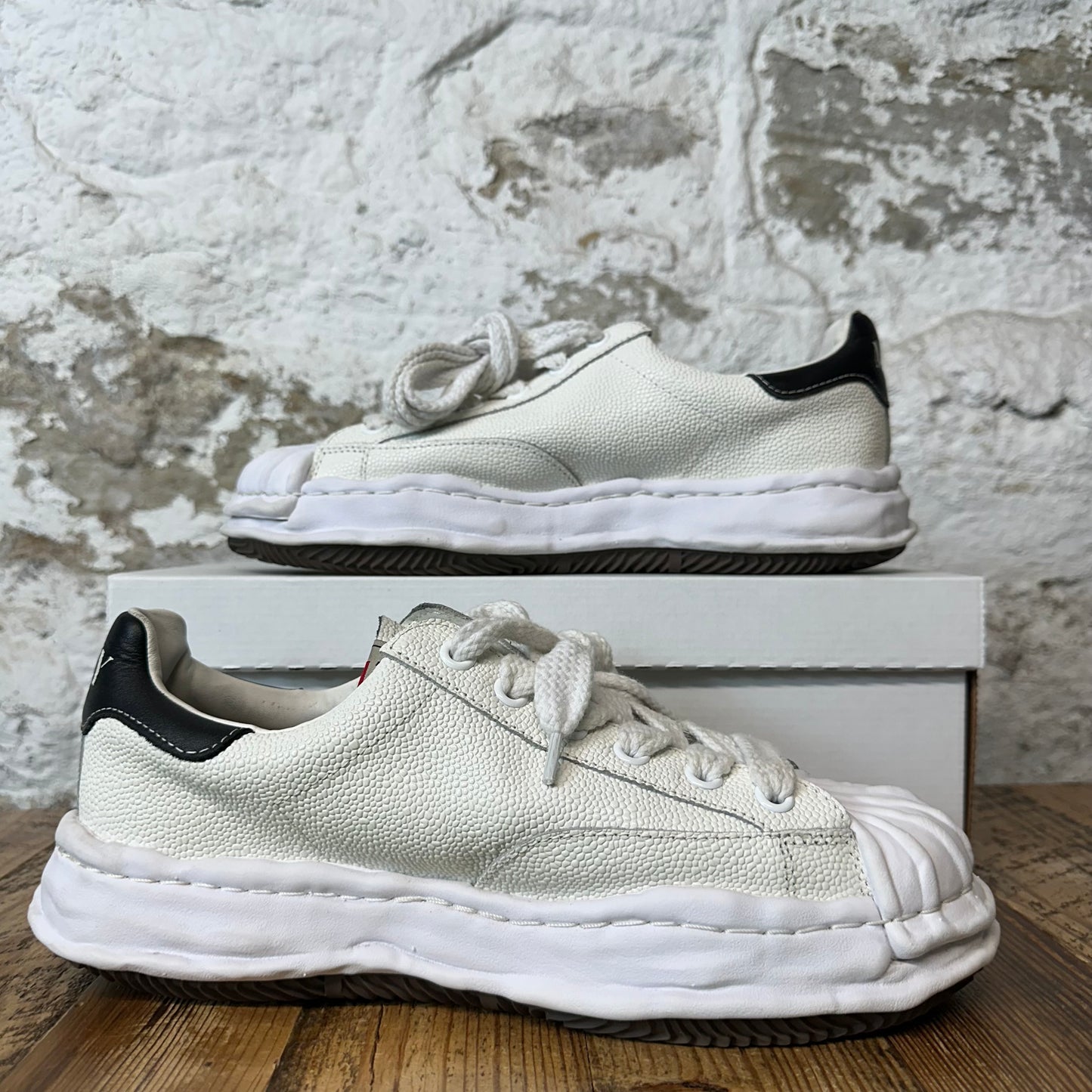 Maison Mihara White Tumbled Leather Sneaker Sz 10 (43)