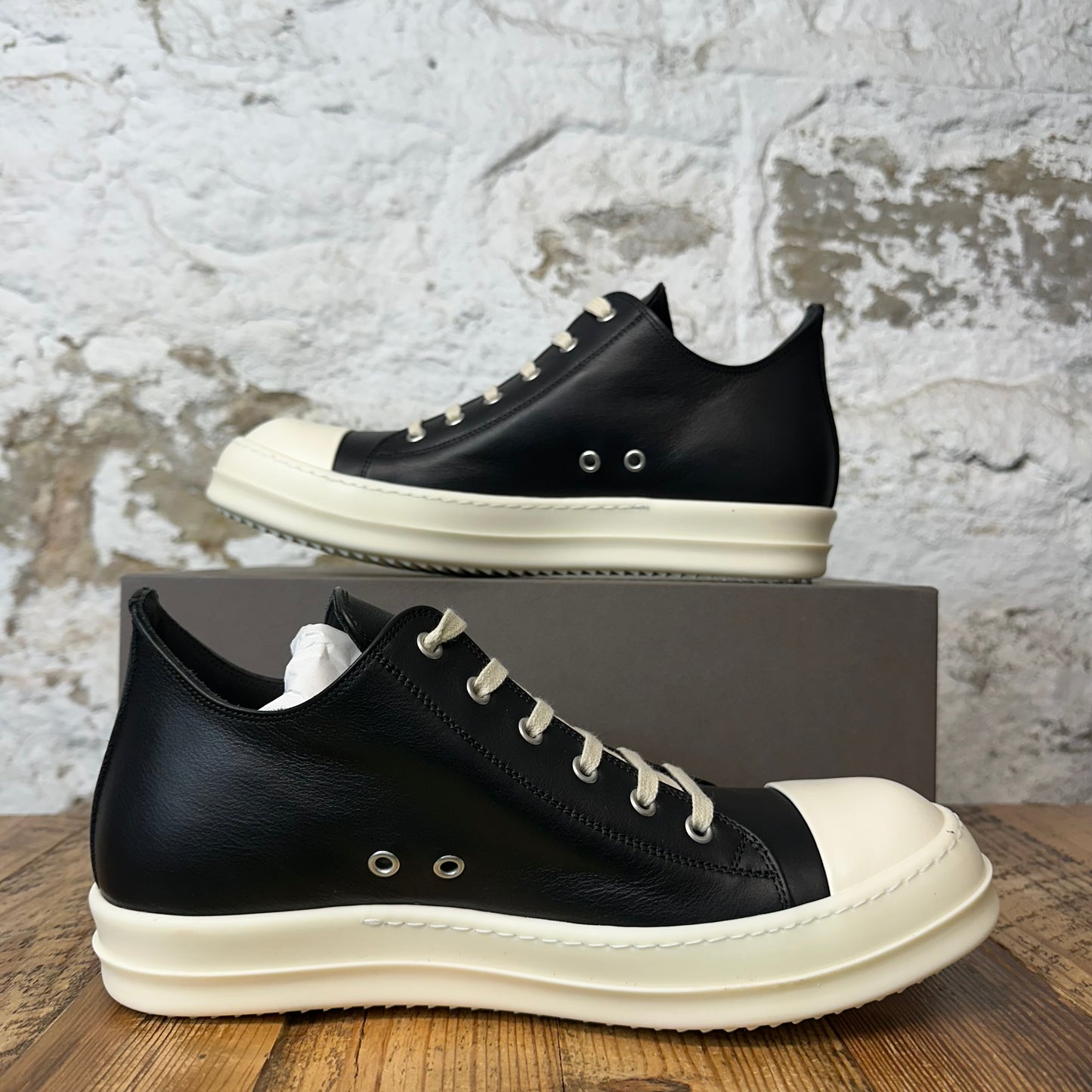 Rick Owens Black Leather Milk Sneaker DS