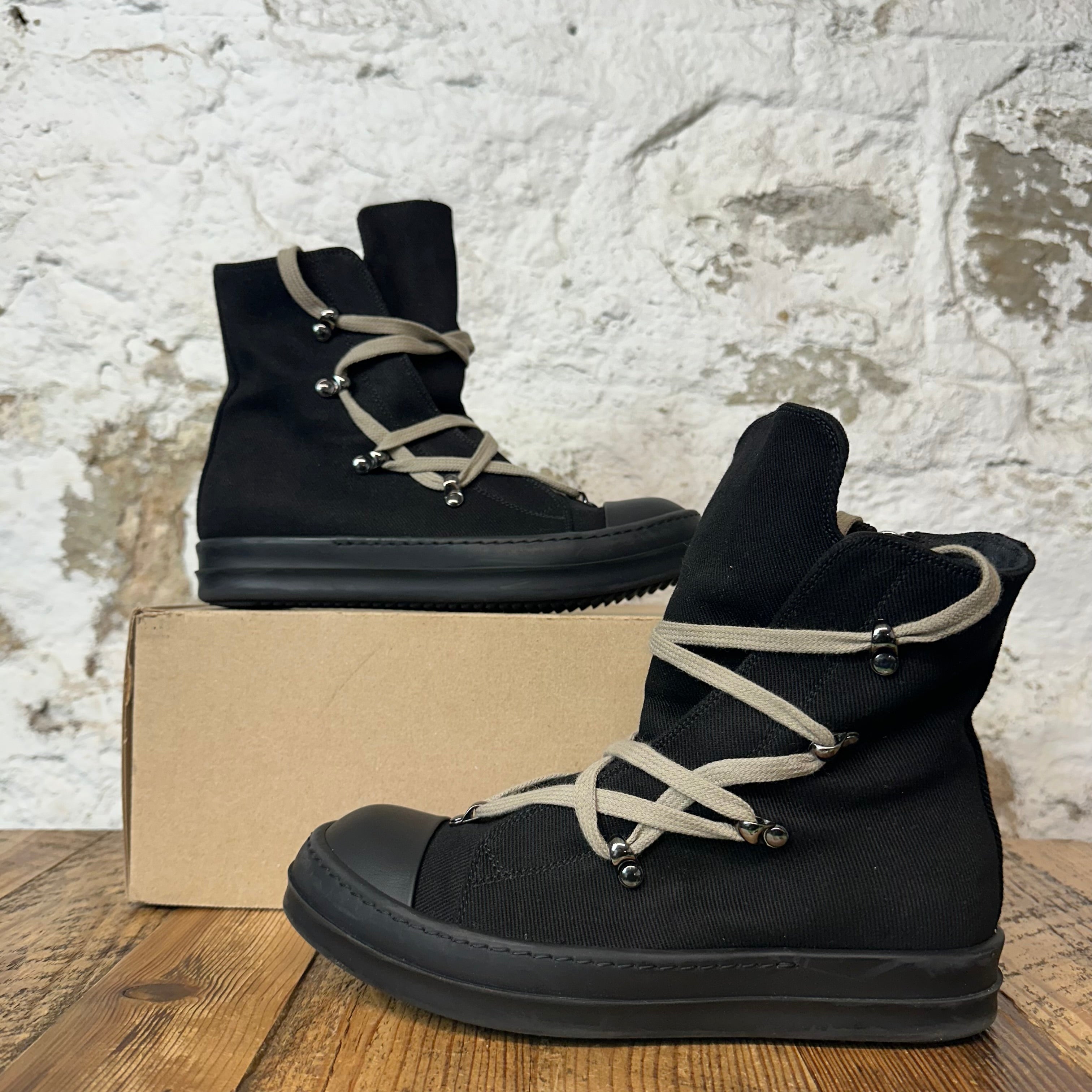 Rick Owens High Hexa Lace Black Pearl Sneaker Sz 5 (37)