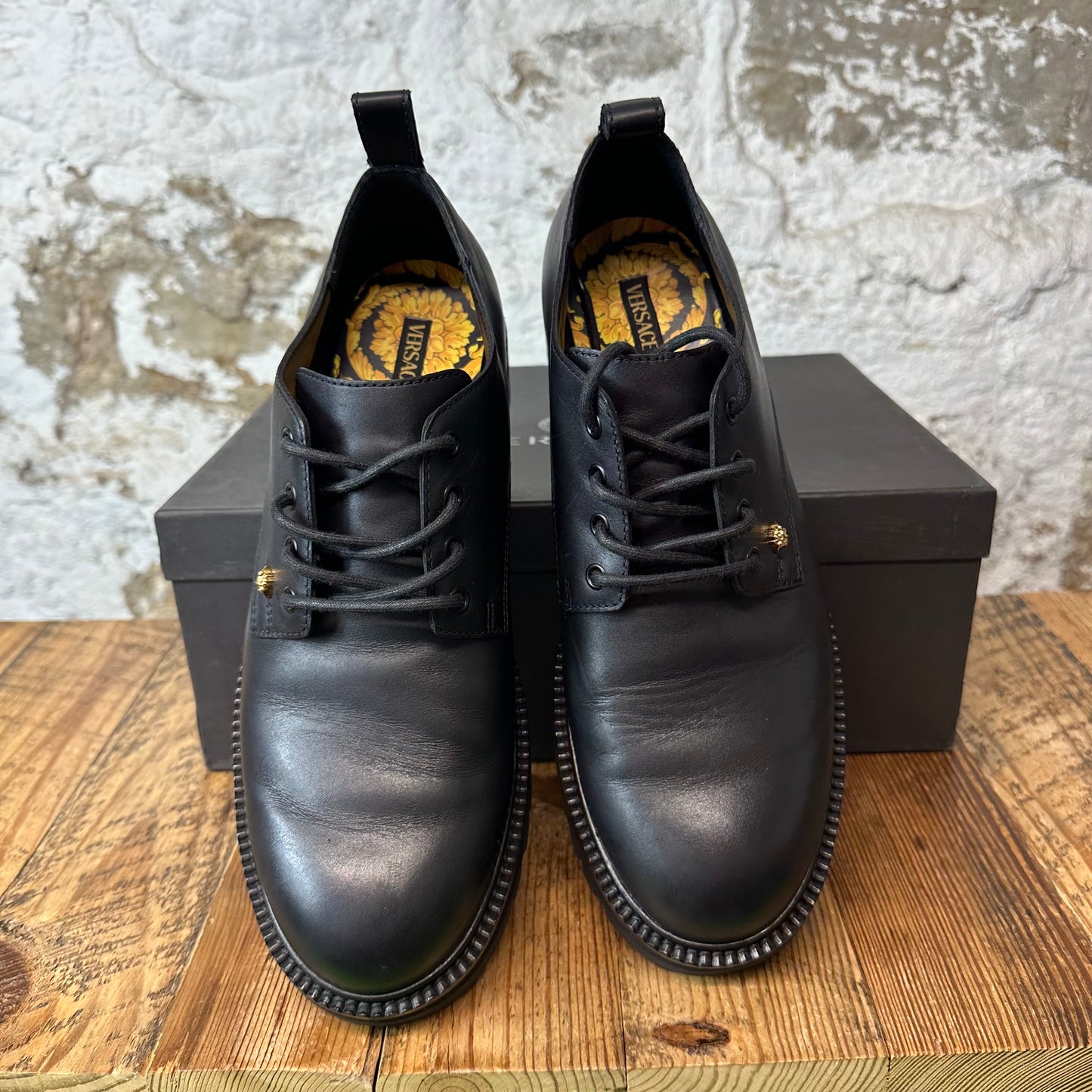 Versace Medusa Insignia Black Leather Boot Sz Sz 10 (43)