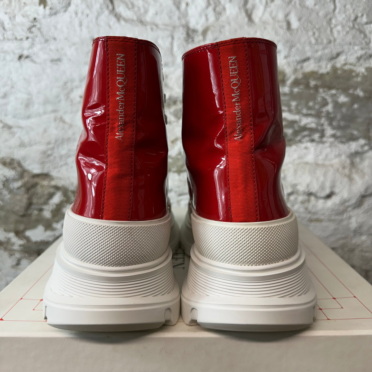 Alexander McQueen Red Patent White Tread Boot Sz 10 (43)