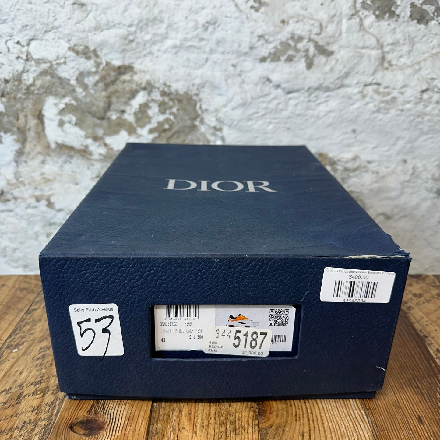 Dior B22 Orange Black White Sneaker Sz 10 (43)