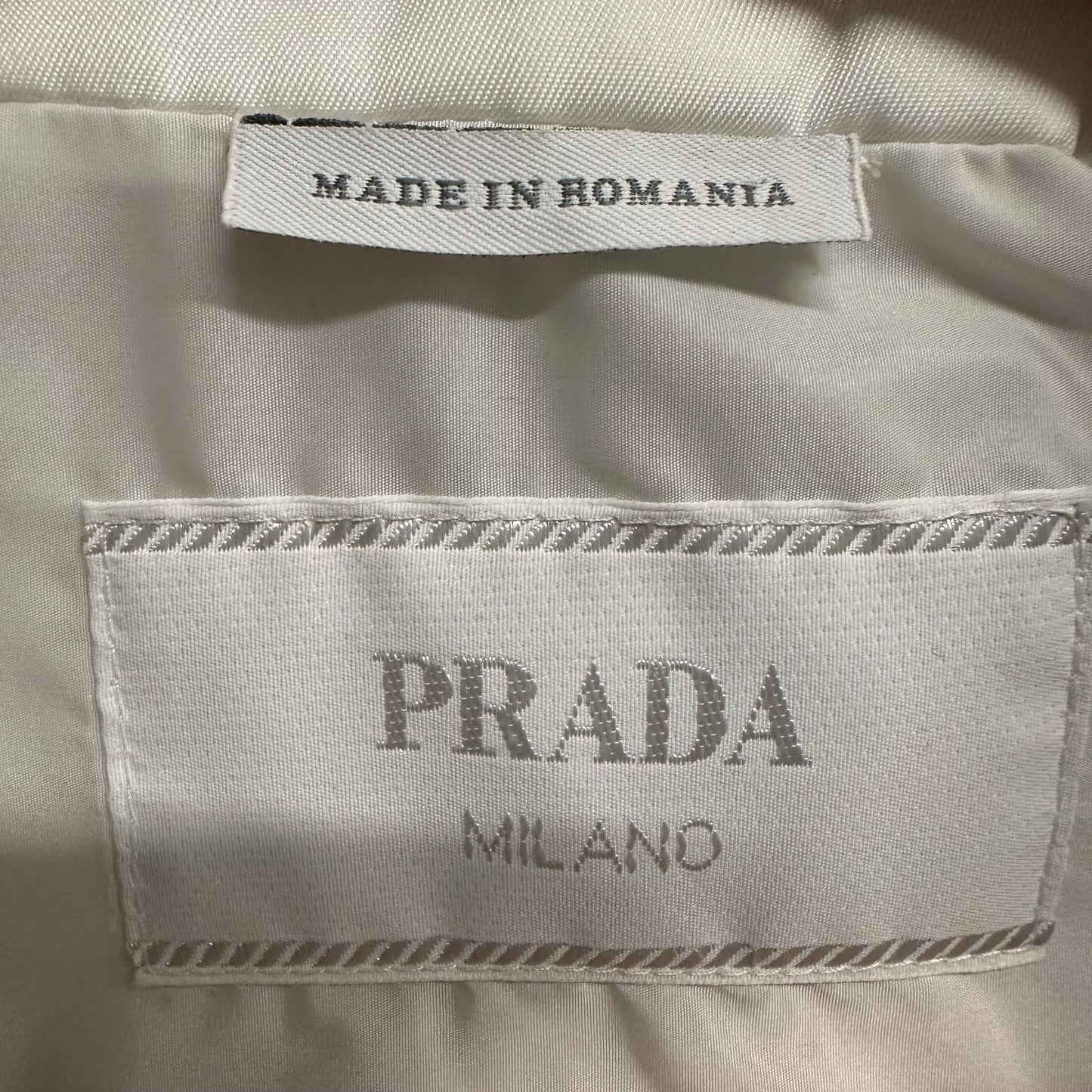 Prada Re-nylon Logo Plack Nylon Jacket White Sz XL DS