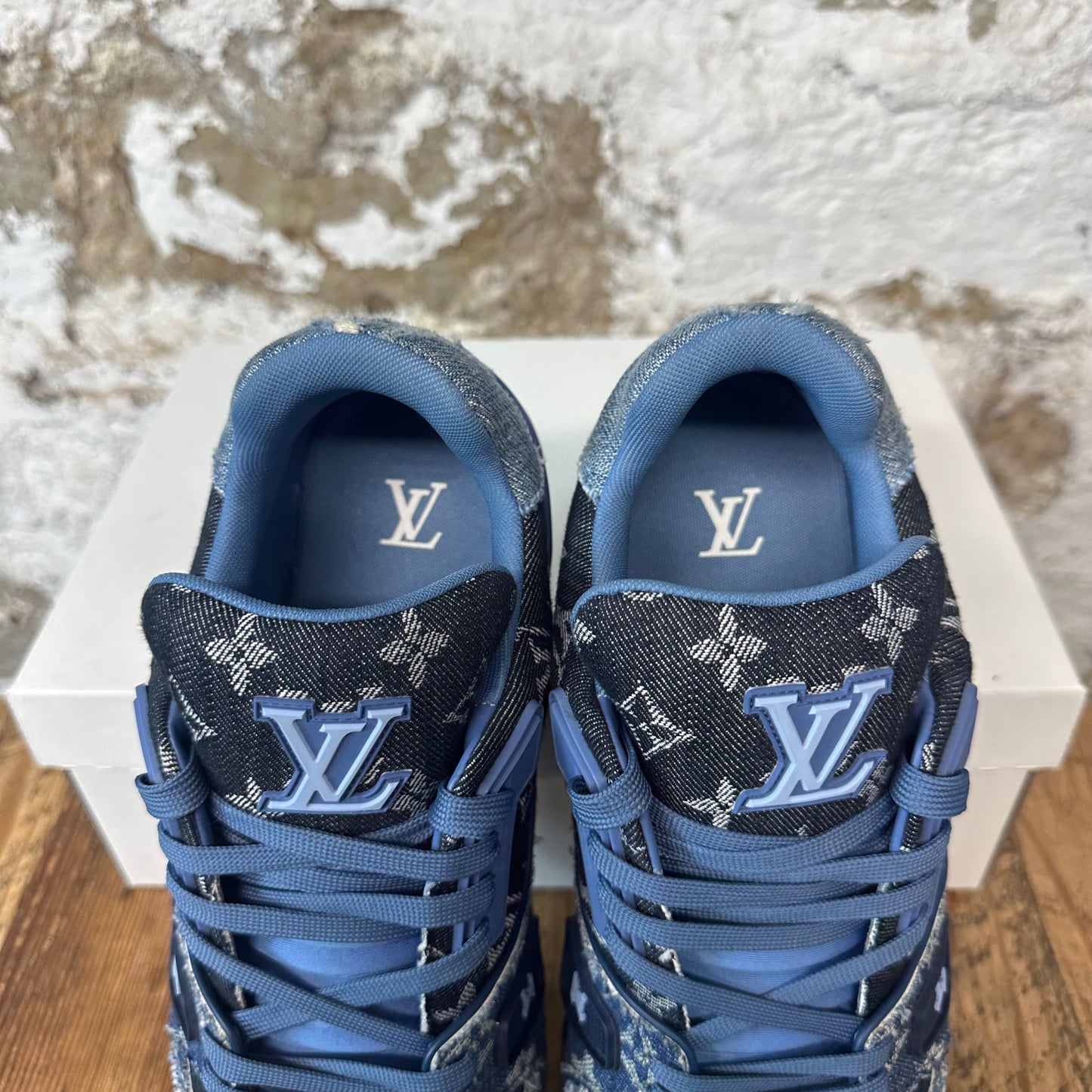 Louis Vuitton Blue Denim Patchwork Trainer Sz 10.5 (9LV) No Box