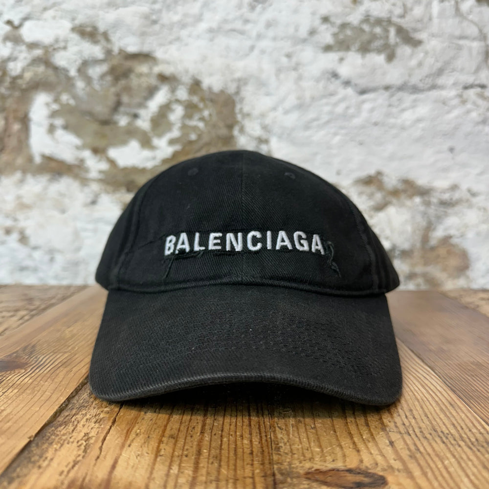 Balenciaga Classic Embroidered Logo Black Hat Sz L