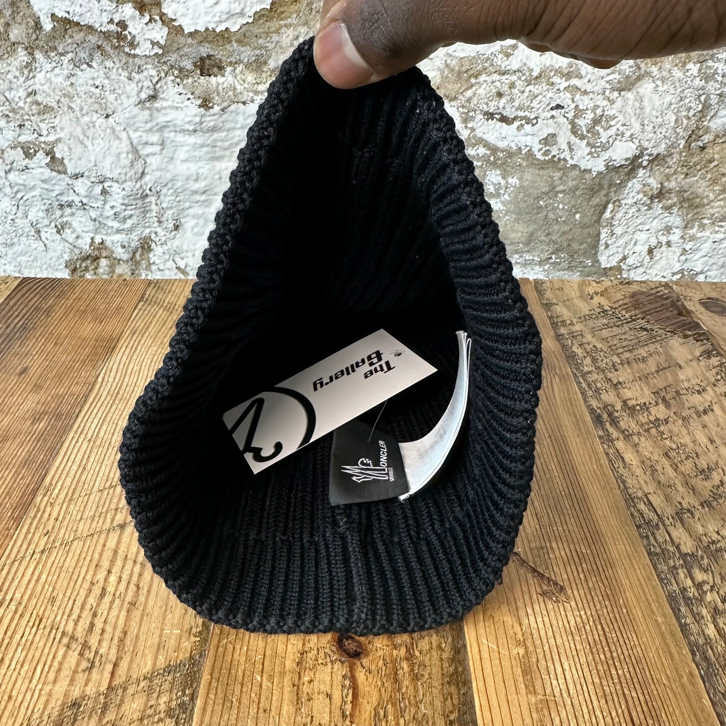 Moncler Small Logo Black Beanie