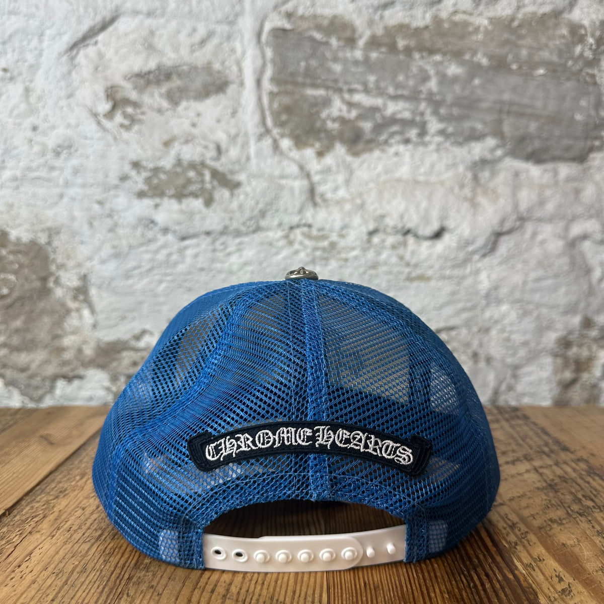 Chrome Hearts Blue Cemetery Crosses Trucker Hat