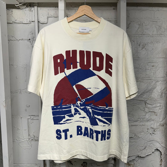 Rhude St Barths Cream T-Shirt Sz S