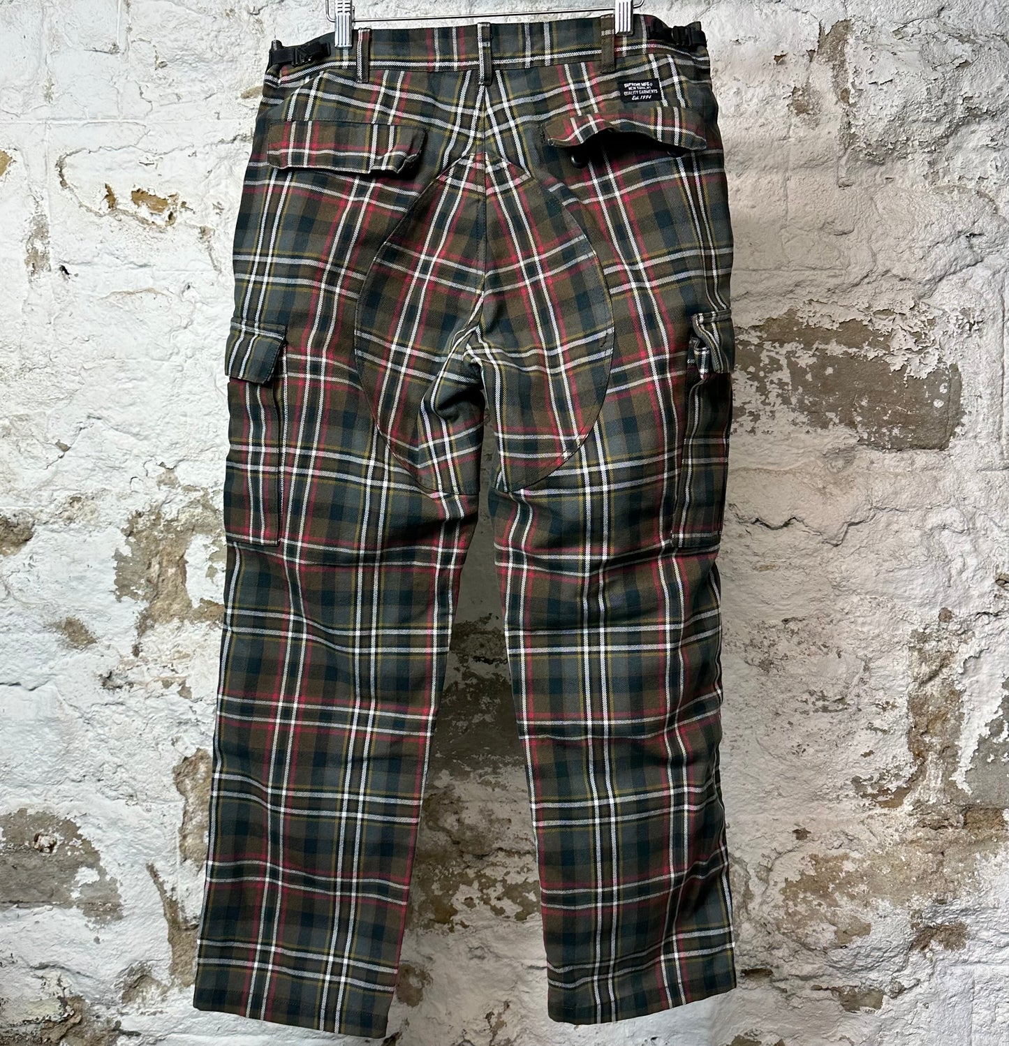 Supreme Green Red Plaid Cargo Pants Sz 34
