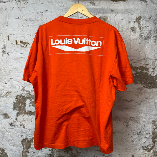 Louis Vuitton White Spell Logo T-shirt Orange Sz XL