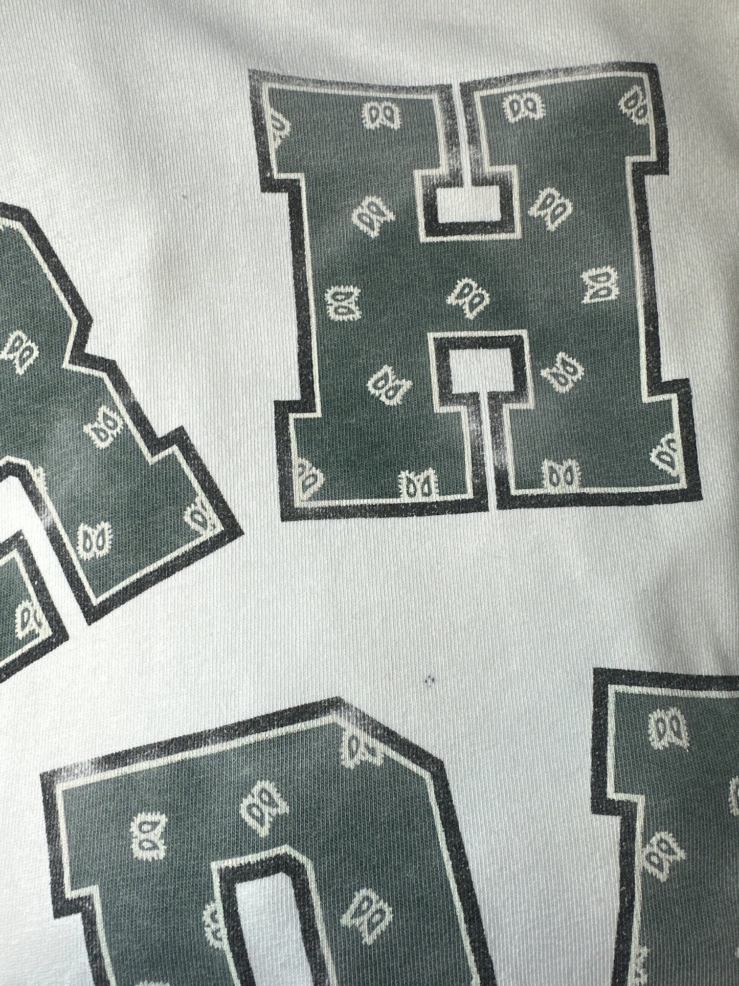 Rhude Green Paisley Spell White T-shirt Sz L