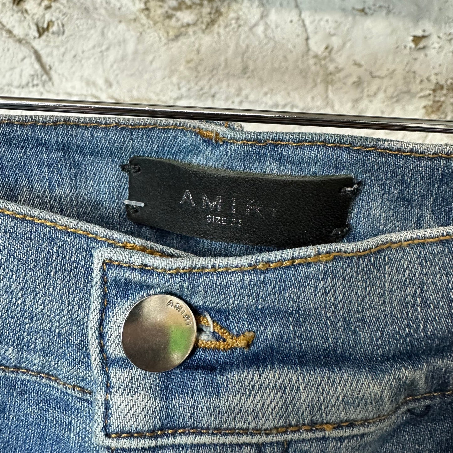 Amiri Distressed Plain Blue Denim Jeans Sz 36