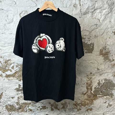 Palm Angels Teddy Bear Heart Black T-Shirt Sz M