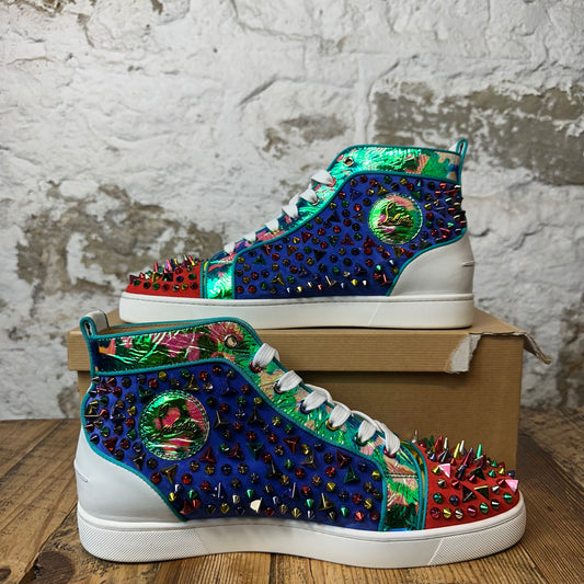 Christian Louboutin High Multicolor Iridescent Spike Sneaker Sz 12.5 (45.5)