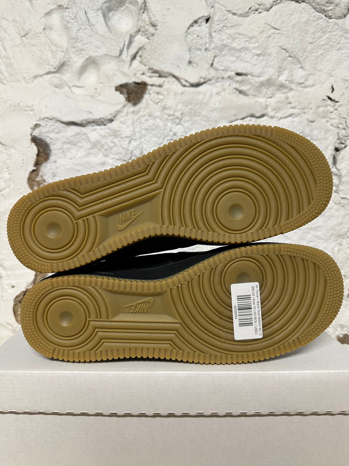 Nike Air Force 1 Low Black Gum Bottom Sz 10