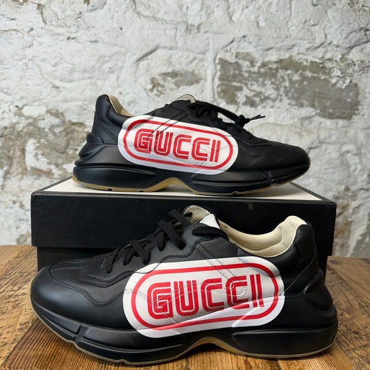 Gucci Rhyton White Red Logo Black Sneaker Sz 11