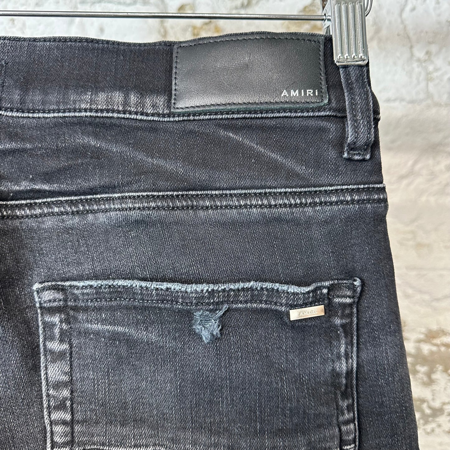 Amiri Plain Black Faded Denim Jeans Sz 34
