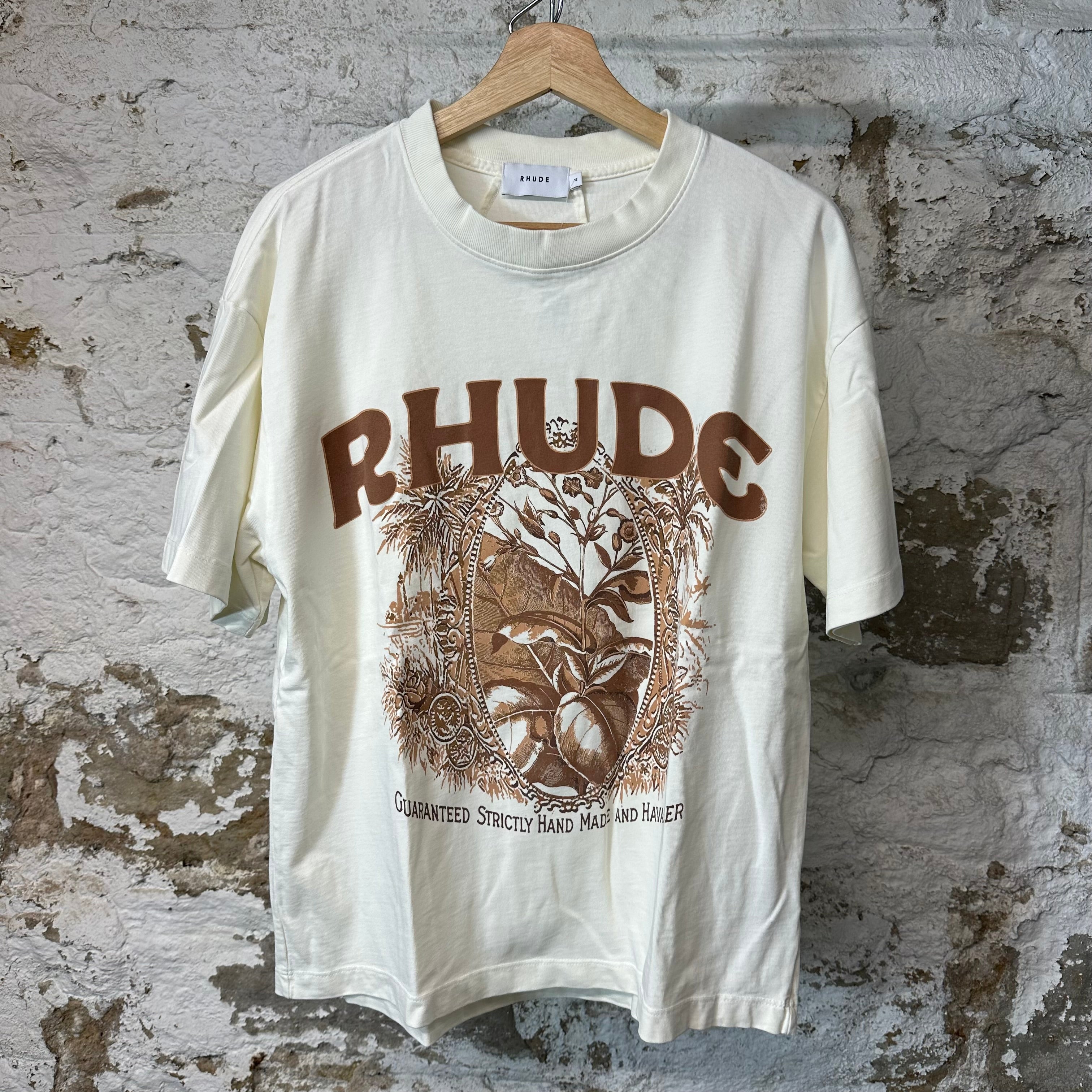 Rhude Leaves Cream T-Shirt Sz XS