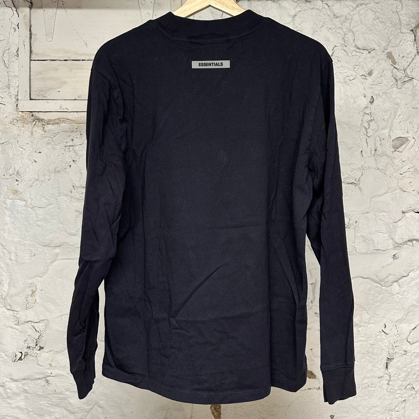Fear of God Essentials Chest Spellout Navy L/S T-Shirt Sz XS