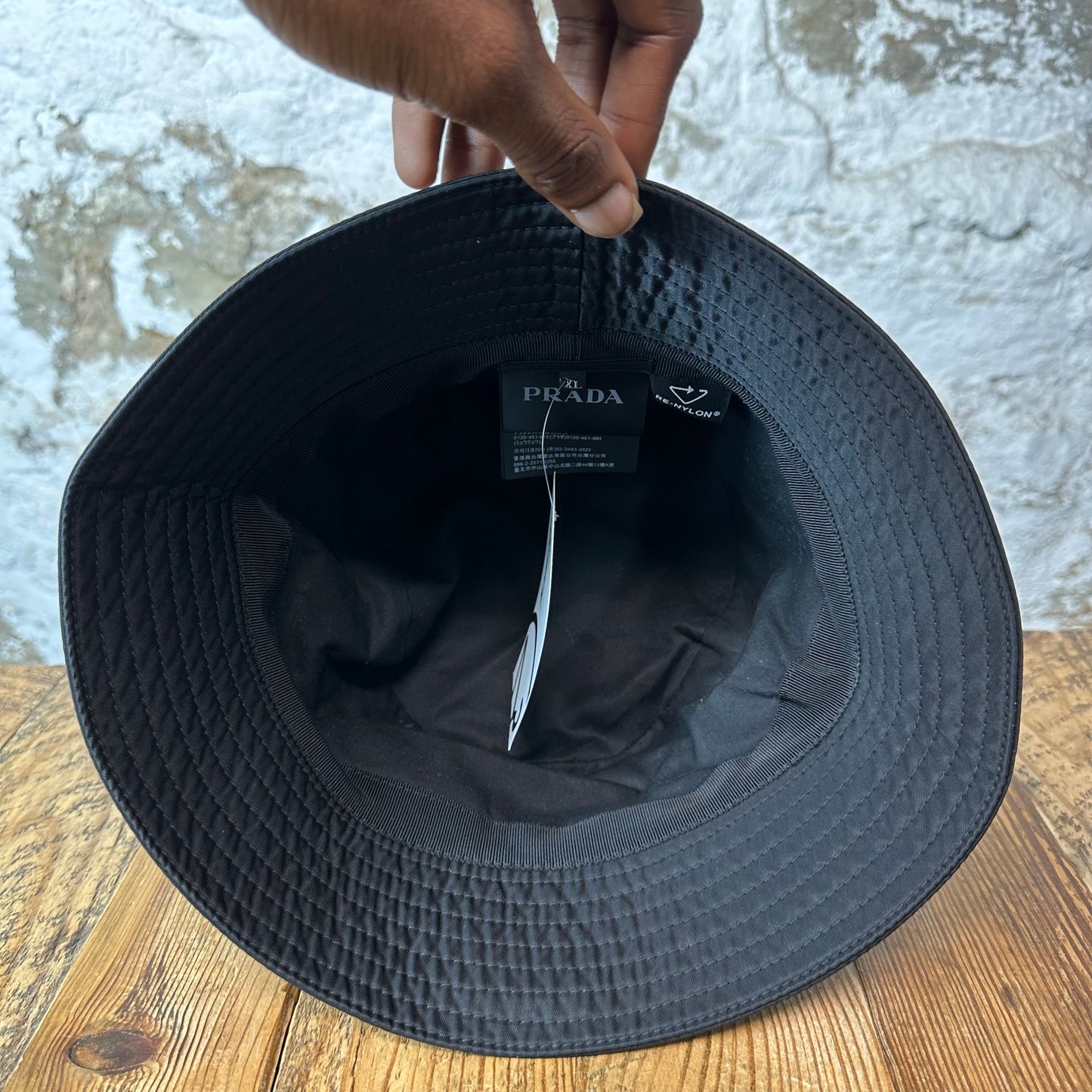 Prada Renylon Black Bucket Hat Sz XL