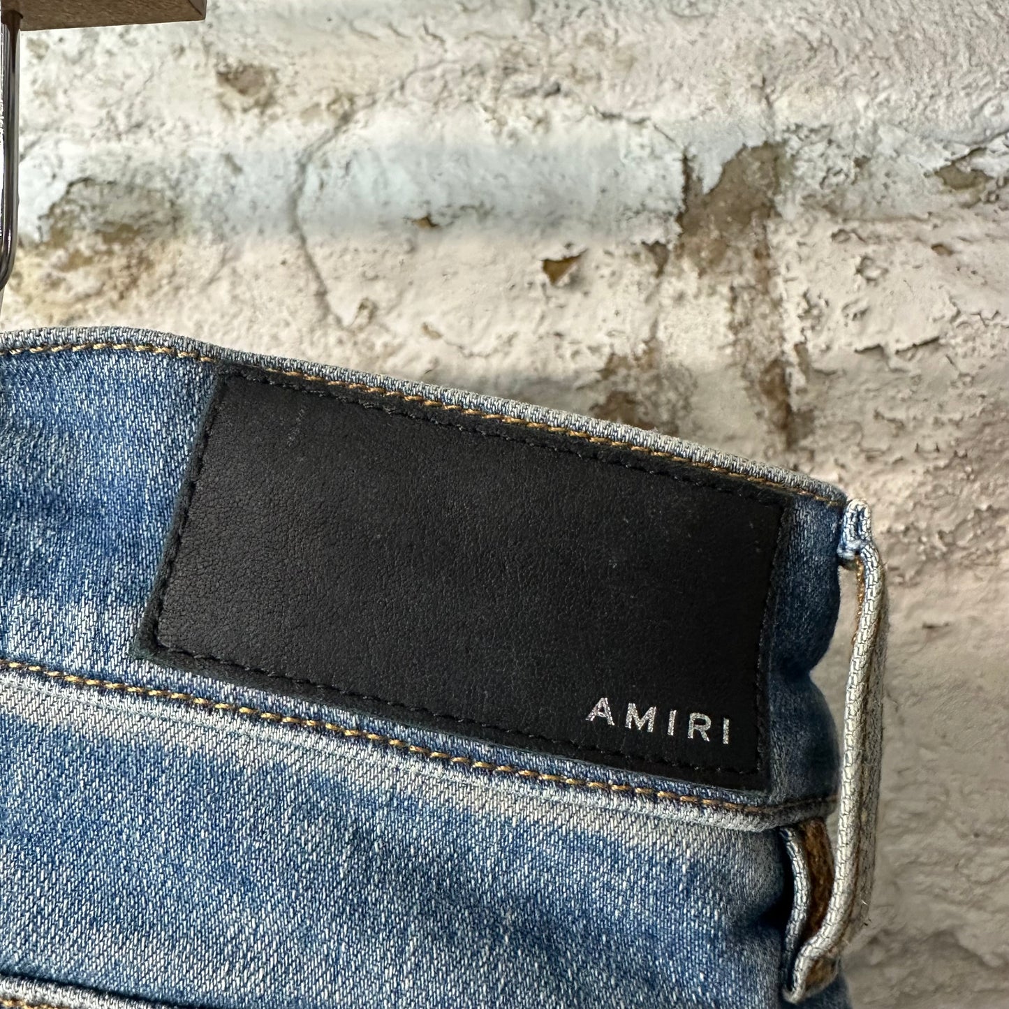 Amiri Green Camo Bones Blue Denim Jeans Sz 40