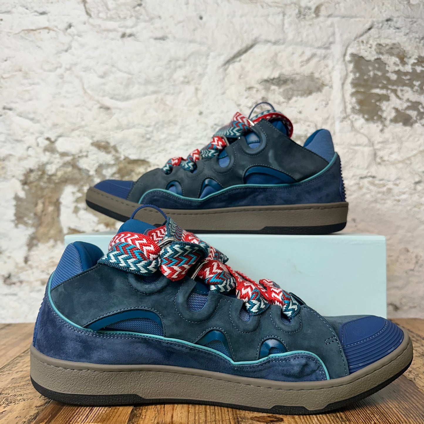 Lanvin Curb Multicolor Lace Navy Sneaker