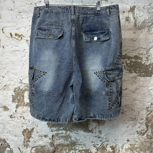 Vale Star Stud Blue Jean Shorts Sz 36