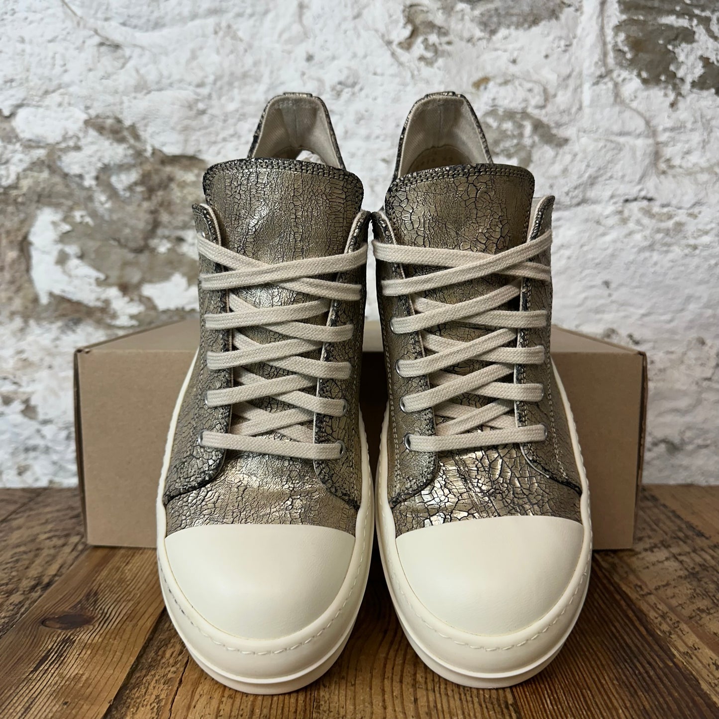 Rick Owens DRKSHDW Cracked Gold Milk Sneaker Sz 9 (42)