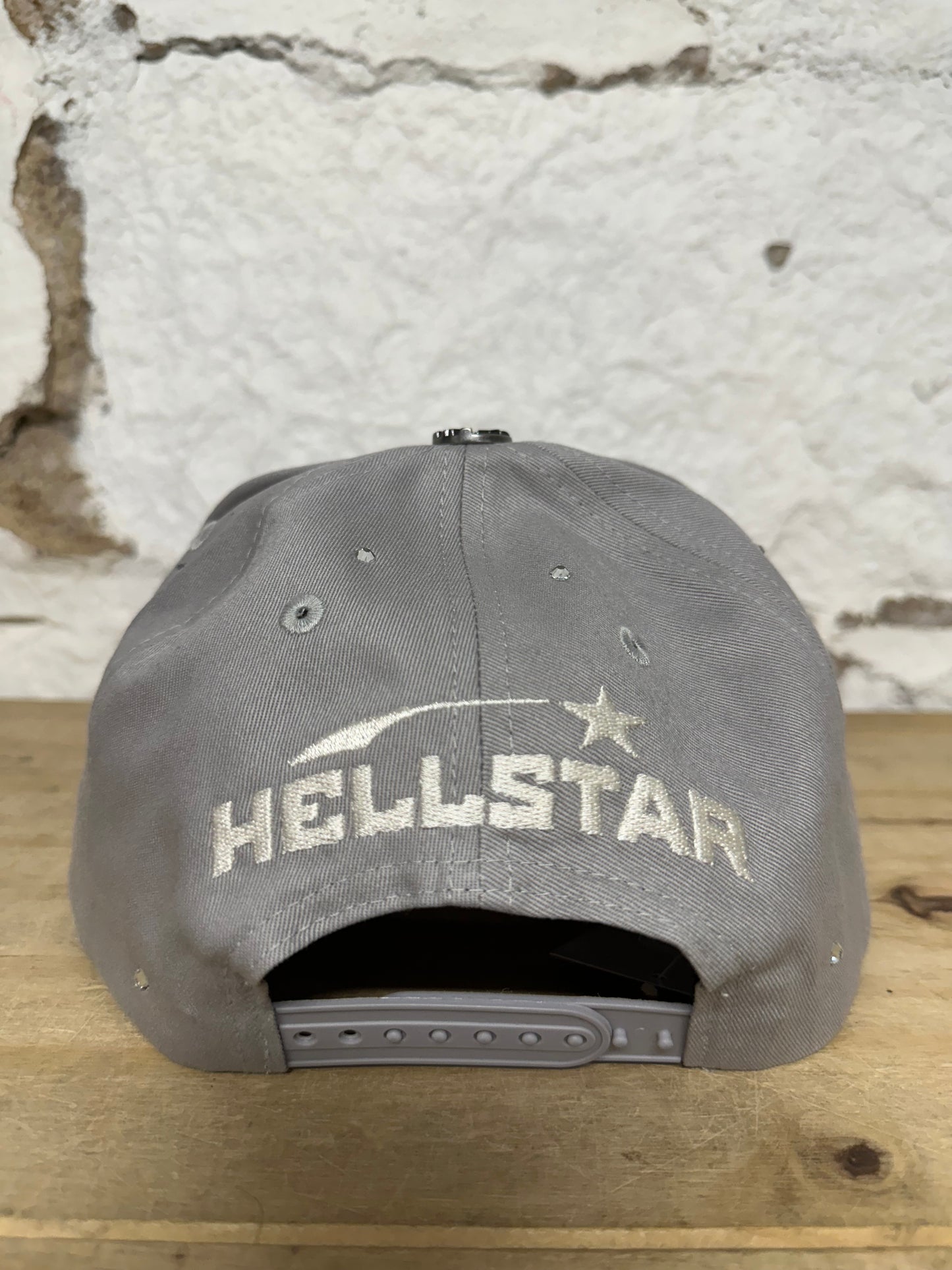 Hellstar Grey Rhinestone Snapback Hat DS
