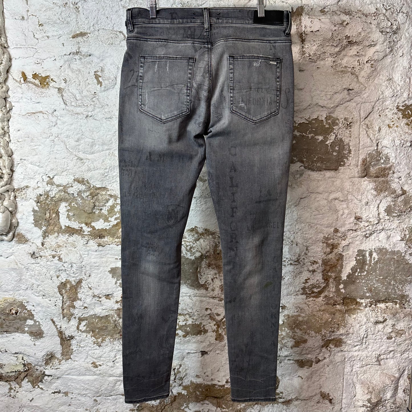 Amiri Army Stencil Grey Denim Jeans Sz 33