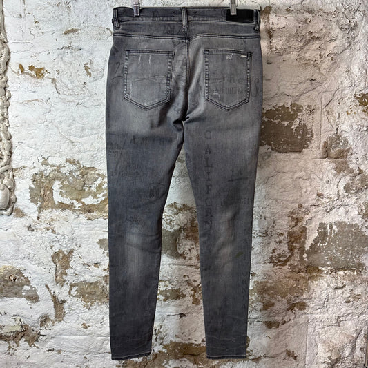 Amiri Army Stencil Grey Denim Jeans Sz 33