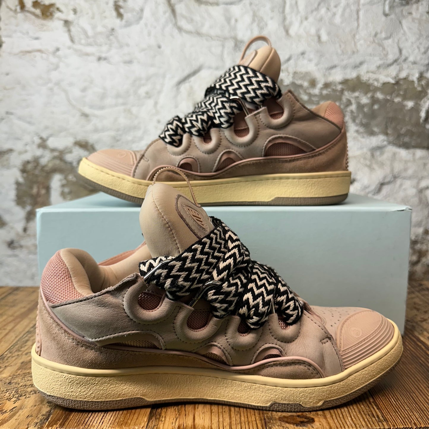 Lanvin Curb Black White Lace Pink Sneaker Sz 10 (43)