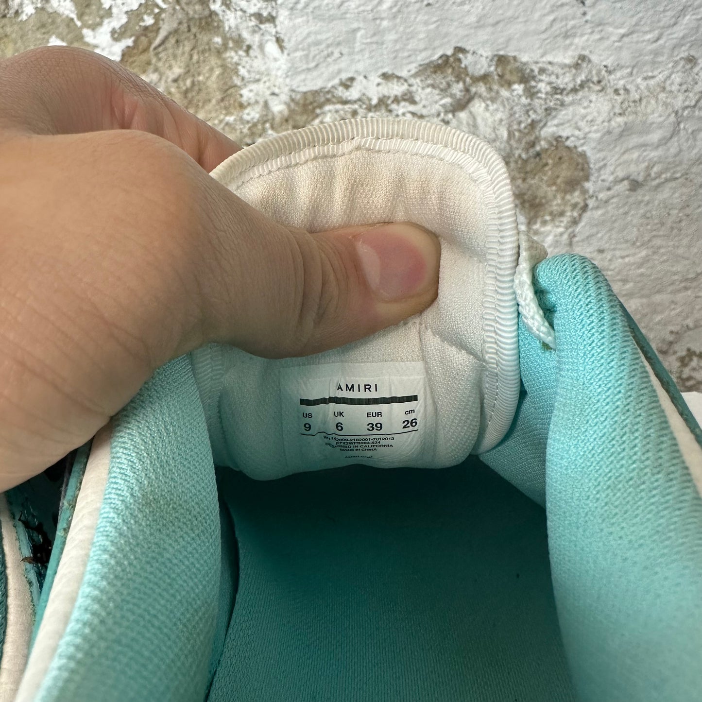 Amiri Blue Skeleton Teal White Low Sneaker Sz 6.5 (39) No Box