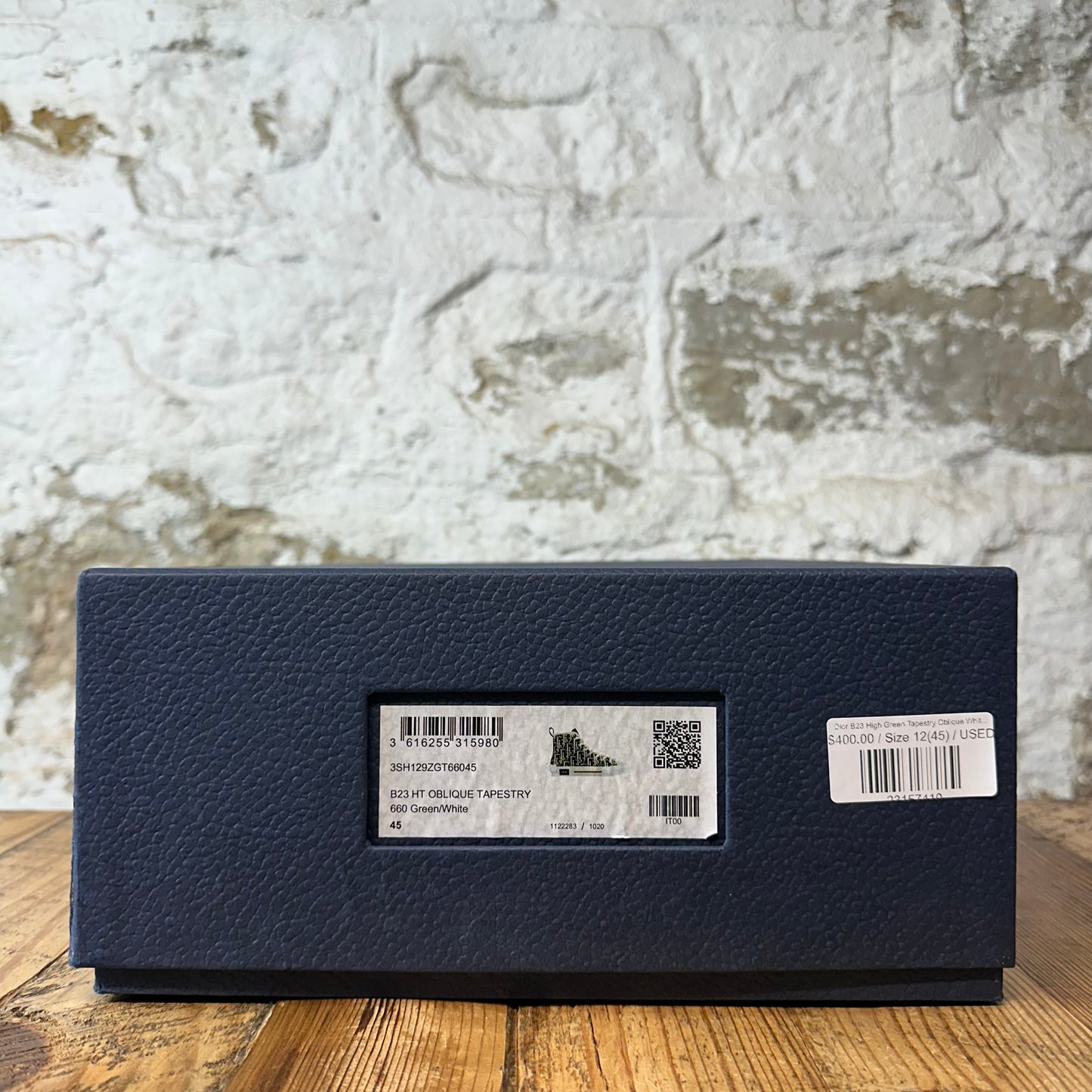 Dior B23 High Green Tapestry Oblique White Sneaker Sz 12 (45)