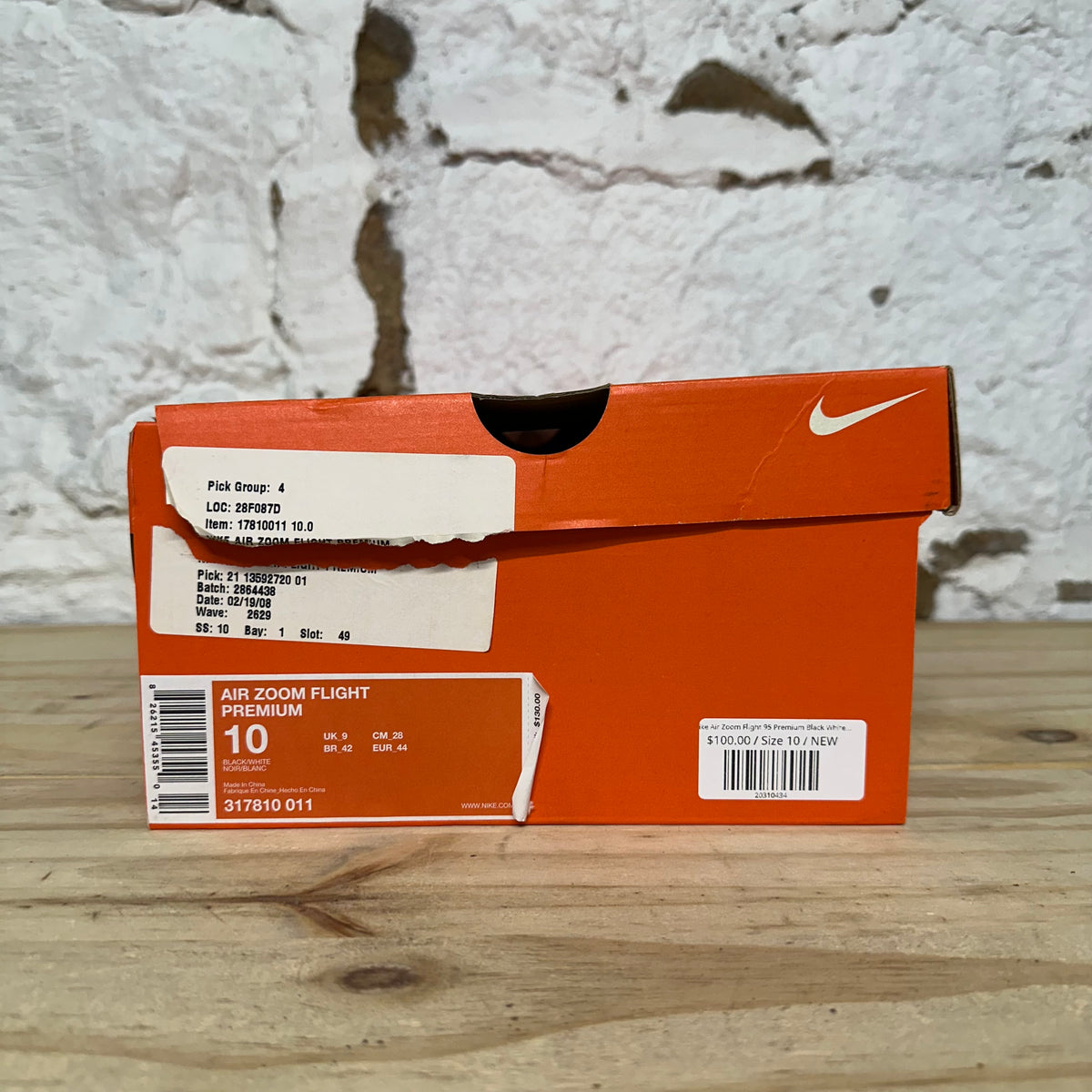 Nike Air Zoom Flight 95 Premium Black White (2008) Sz 10 DS